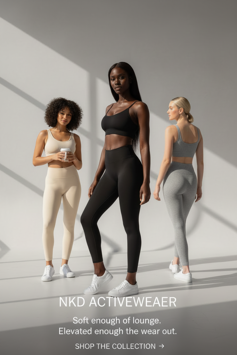 NKD Activewear Campaign Banner - Gray Studio Background