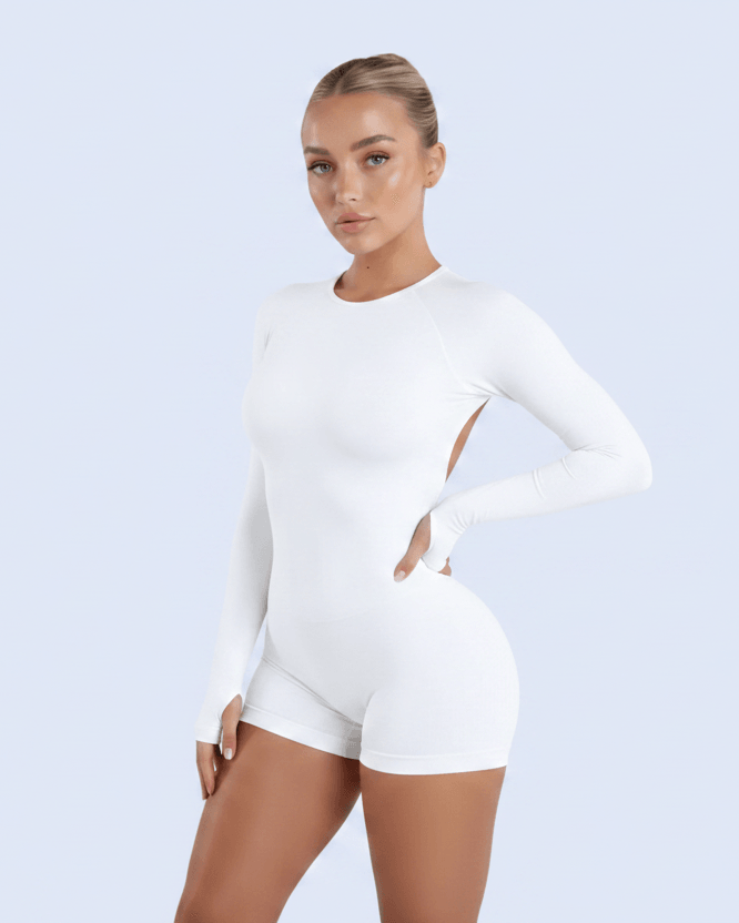 3/4 angle white romper