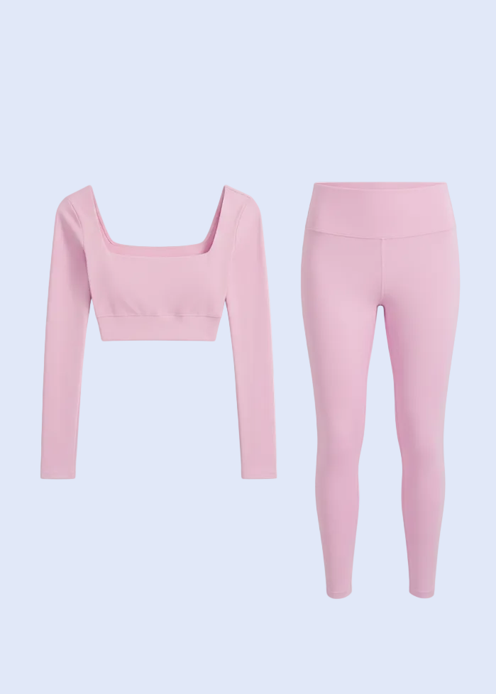 Pink athletic outfit on a white background