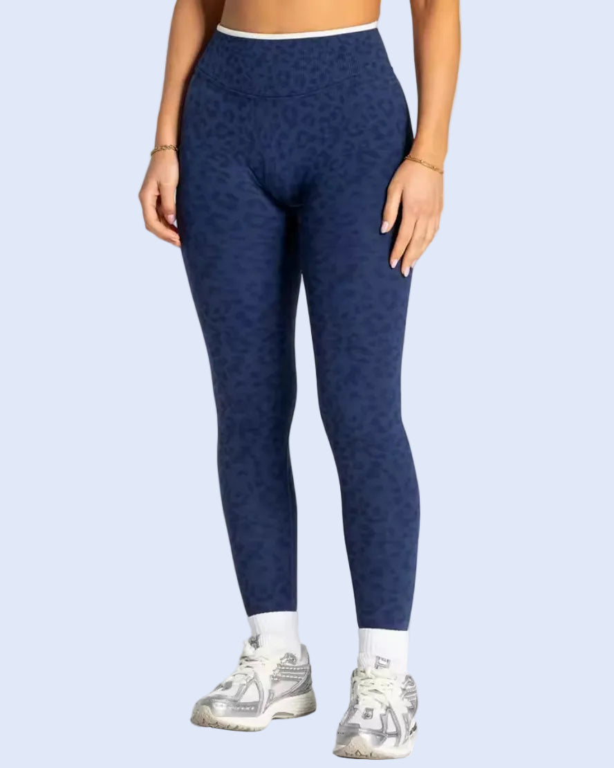 Contrastline Sculpt Scrunch Leggings | Leopard Print - ActivewearBox.com