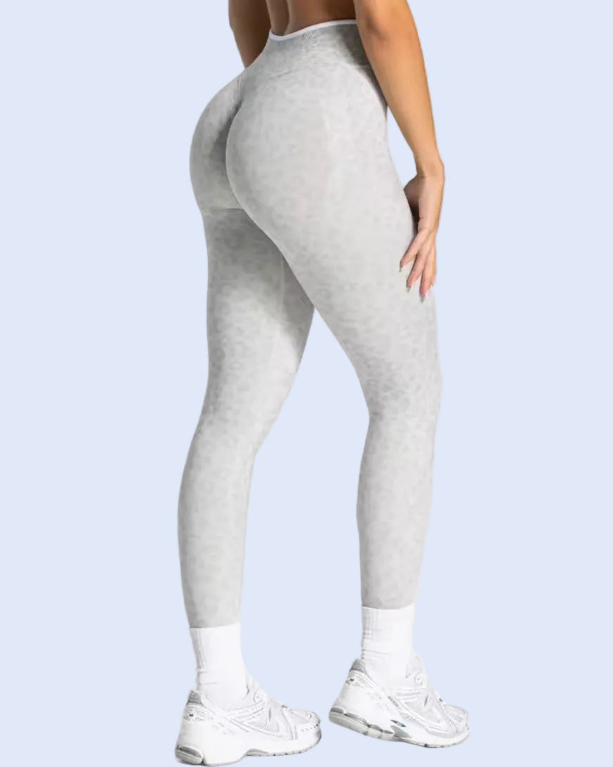 Contrastline Sculpt Scrunch Leggings | Leopard Print - ActivewearBox.com