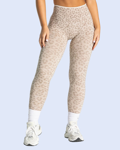 Contrastline Sculpt Scrunch Leggings | Leopard Print - ActivewearBox.com