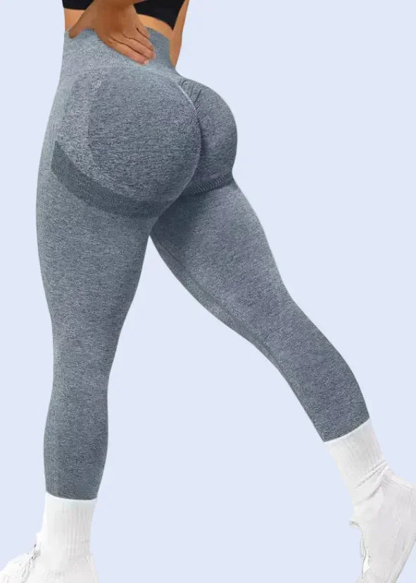 Gray leggings worn by a person on a white background with 'Add to cart' and 'Start order' buttons visible.