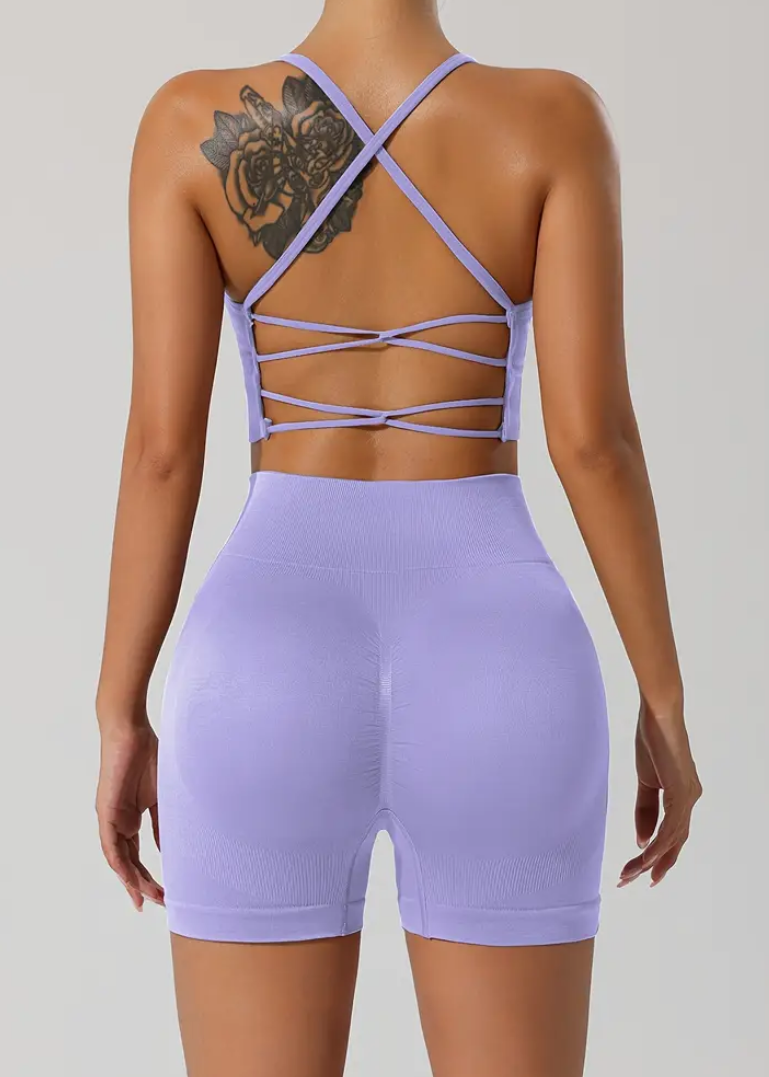 Abby Seamless Workout Outfit – Bra & Shorts Set