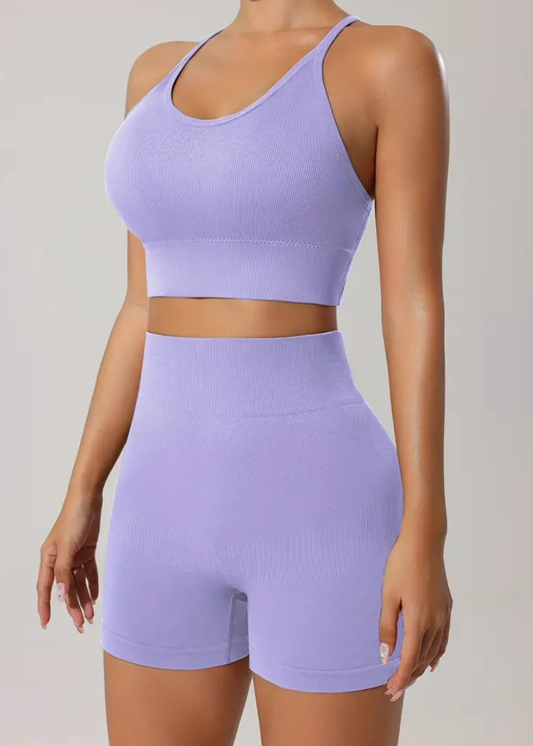Abby Seamless Workout Outfit – Bra & Shorts Set