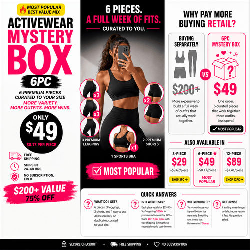 6PC Premium Activewear Mystery Box | $200+ Value for $49