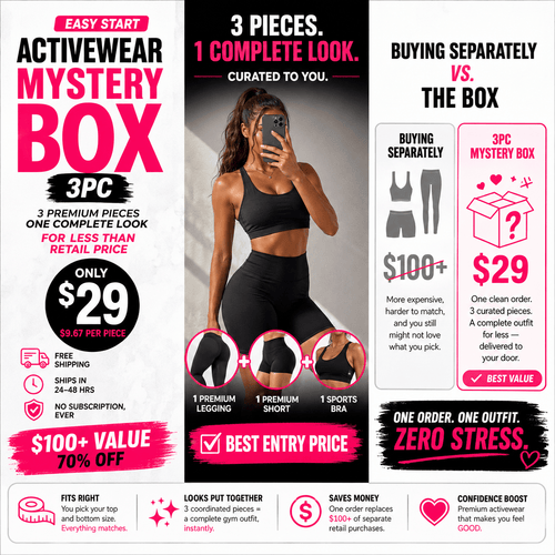 3PC Premium Activewear Mystery Box | $100+ Value for $29