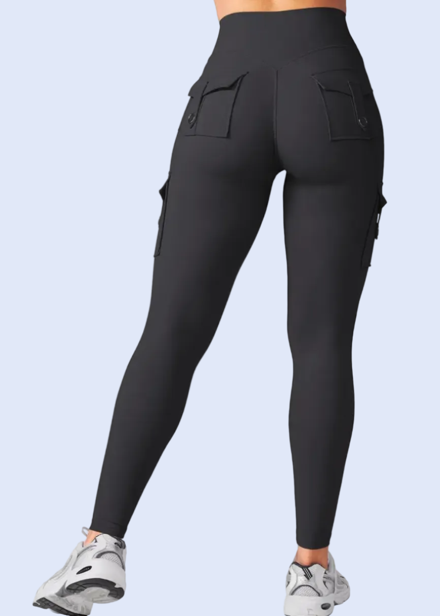 Black leggings worn by a person on a white background