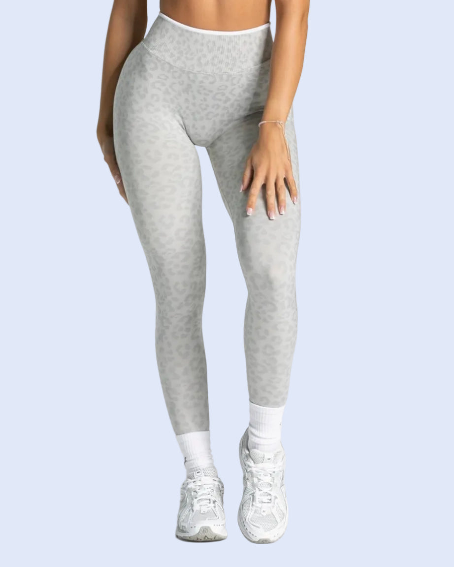 Contrastline Sculpt Scrunch Leggings | Leopard Print - ActivewearBox.com