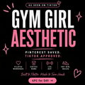 Promotional graphic for 'Gym Girl Aesthetic' with text and icons on a black background.