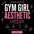 Promotional graphic for 'Gym Girl Aesthetic' with text and icons on a black background.