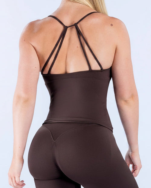 Sculpt Twist Front Longline Top — Espresso