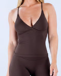 Sculpt Twist Front Longline Top — Espresso