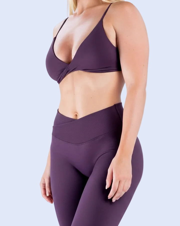 Sculpt Twist Front Sports Bra — Purple
