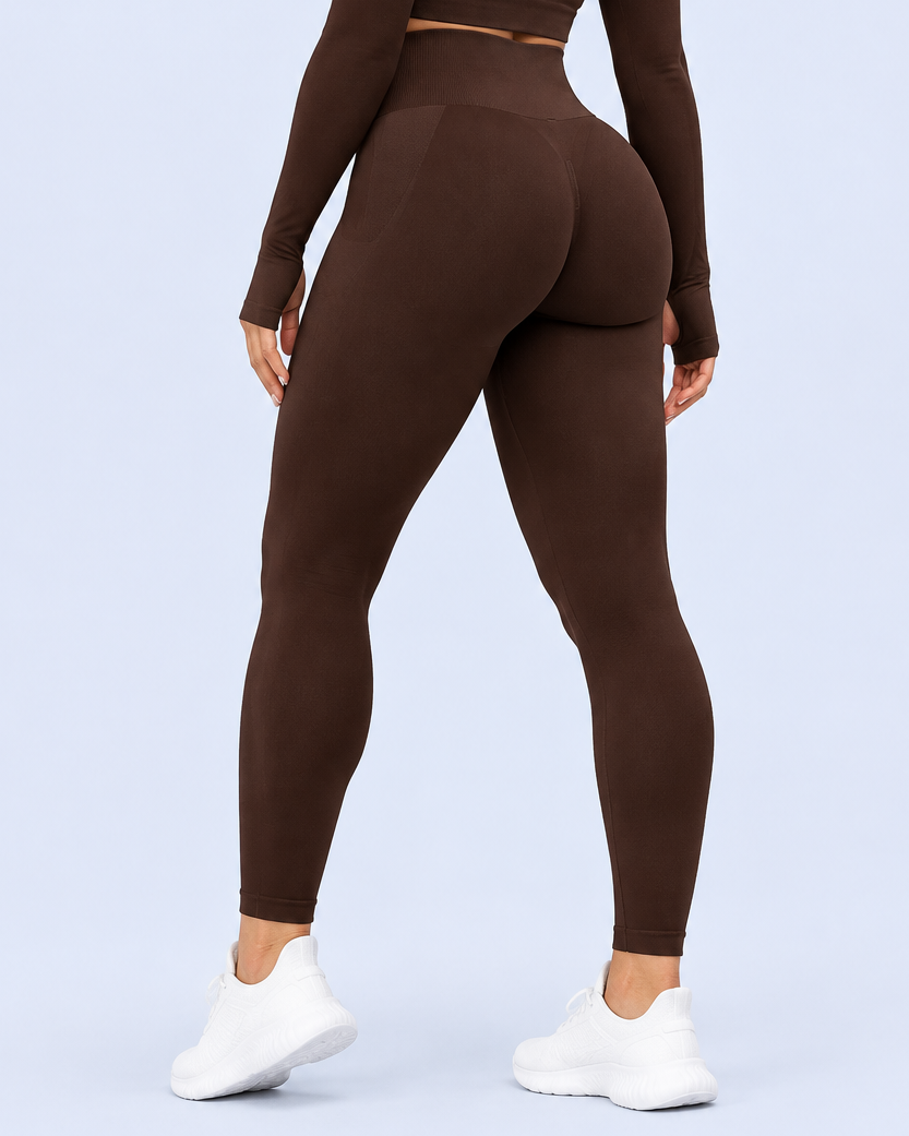 Back view in Espresso Brown activewear
