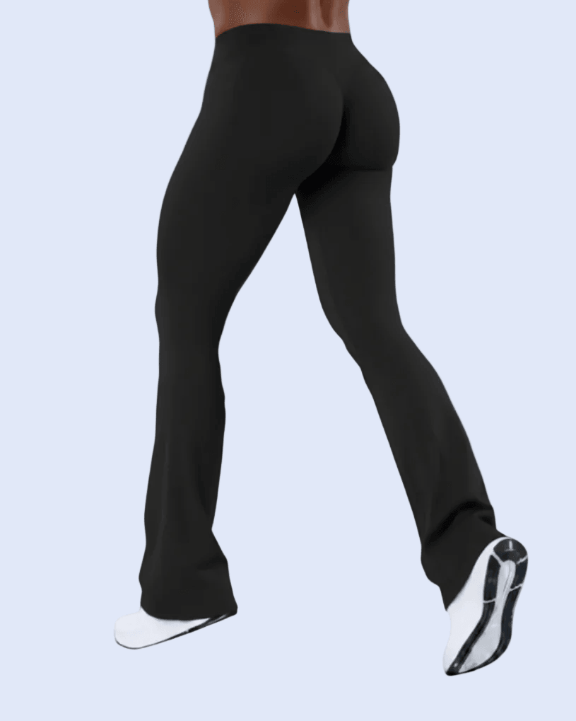 Black Flare Leggings - Rear 3/4 Close