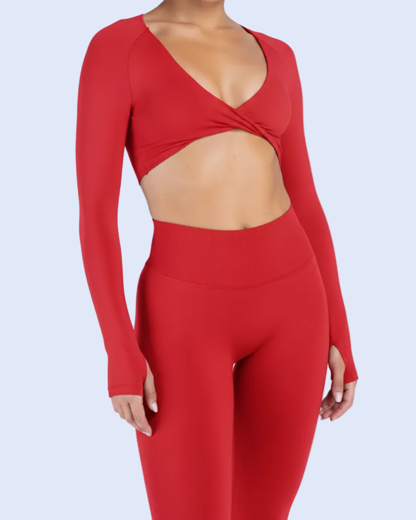 Blue Twist Top - Front Angle in Candy Apple Red