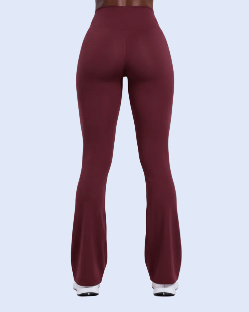 Burgundy Flare Leggings - Rear