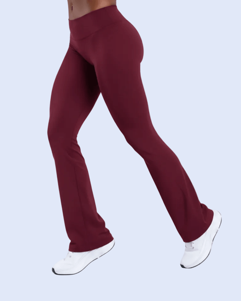 Burgundy Flare Leggings - Side Walk