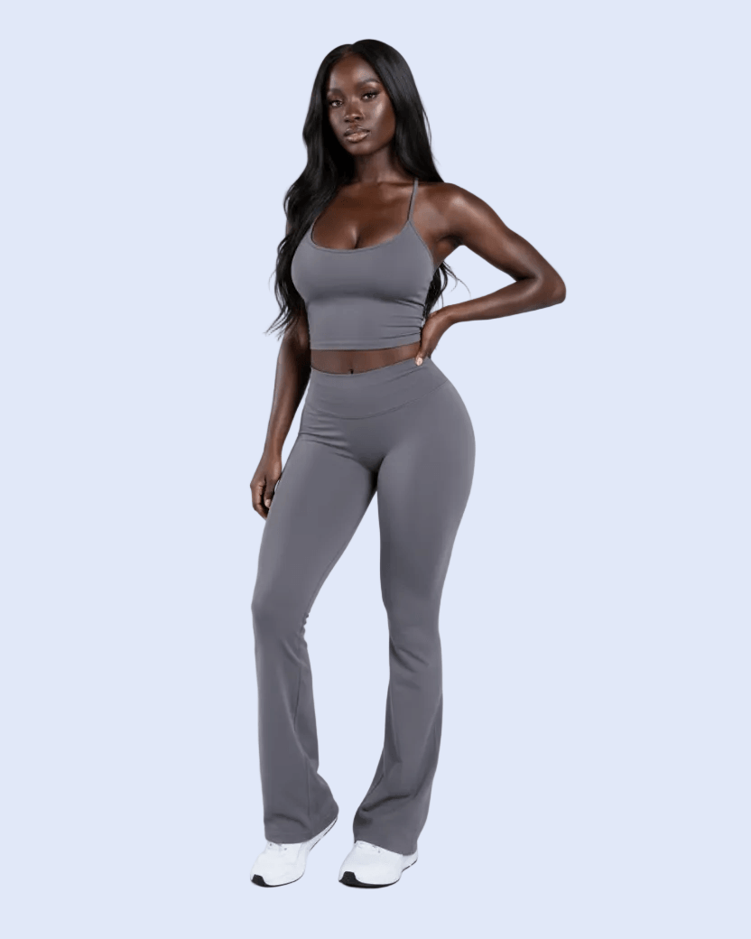 Charcoal Gray Flare Leggings - Front