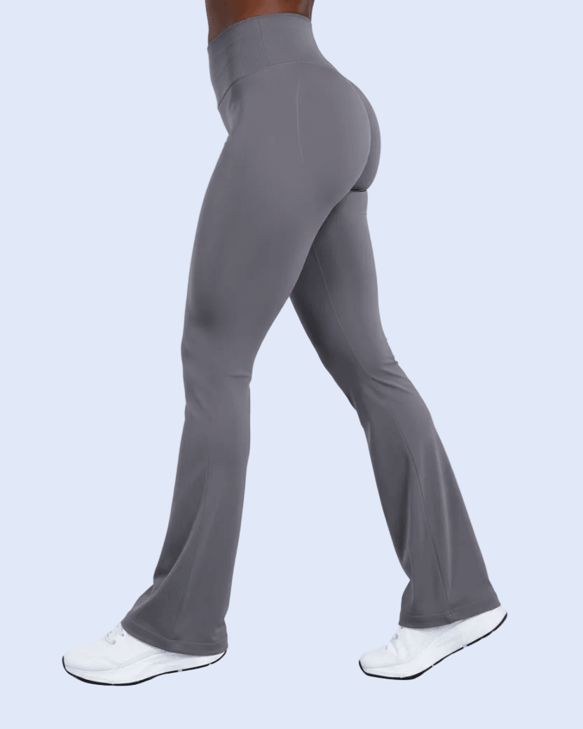 Charcoal Gray Flare Leggings - Side