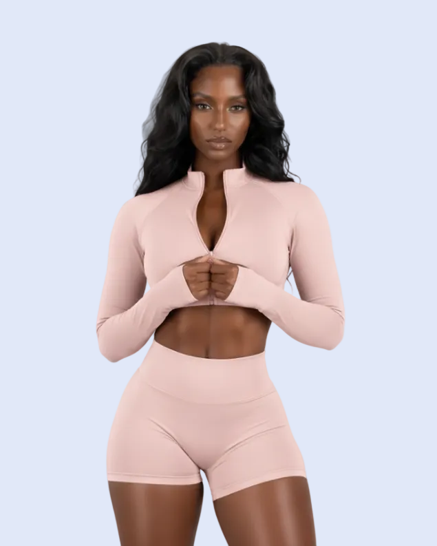 Classic Pink half-zip open