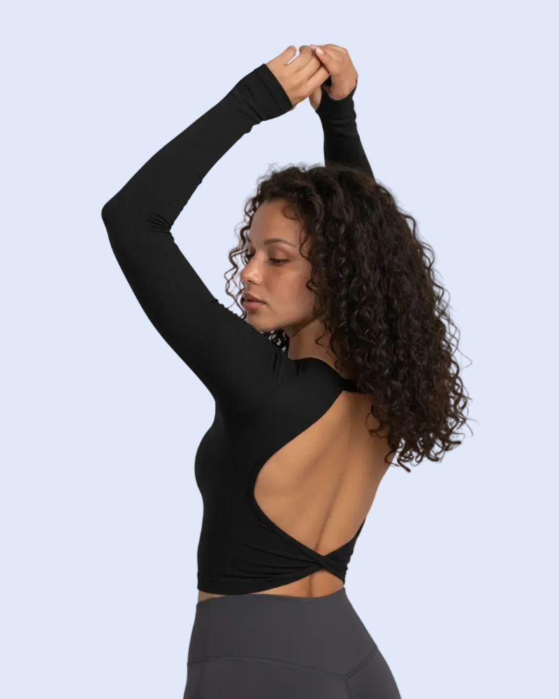 Curly Hair Model - Back Torso Close-Up