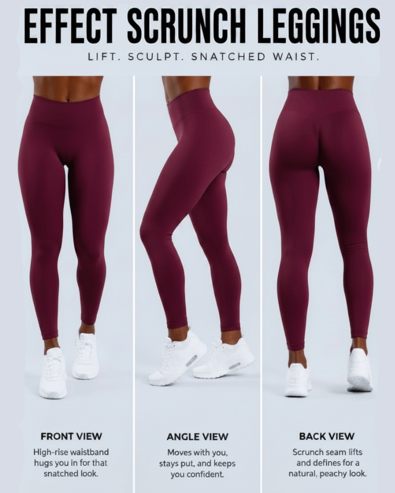 Effect Scrunch Leggings Burgundy Clean 4:5