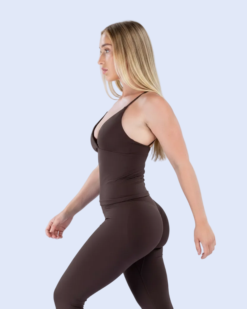 Espresso Brown Longline Wrap Top - Side Hero