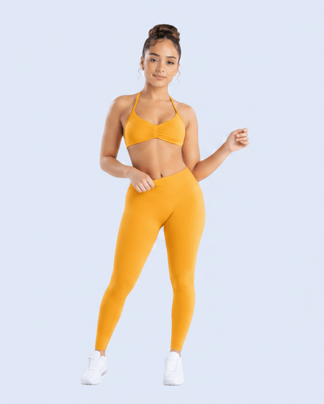 Golden Yellow Sports Bra - Full Body