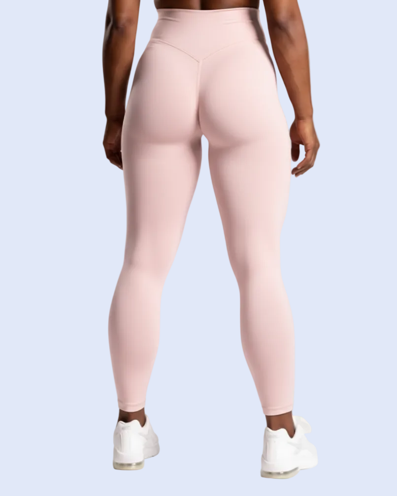 Activewear Pink scrunch leggings, back view