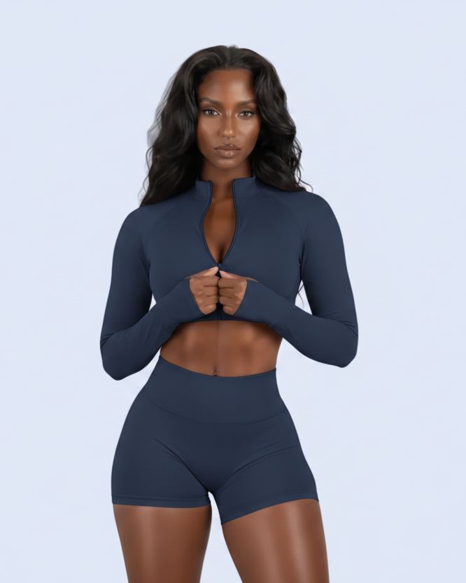Navy Half-Zip Open