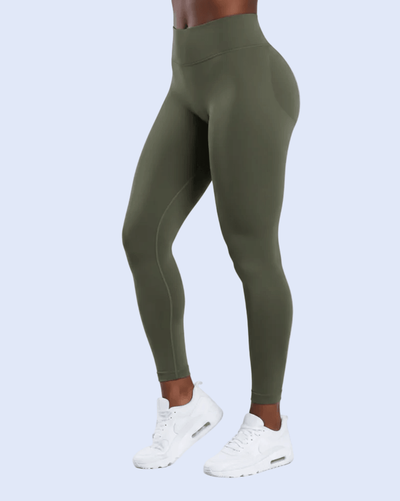 Olive Green Legging Front-Side View