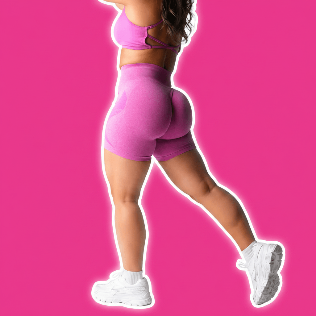 Premium Activewear - Magenta Shorts Pink Background