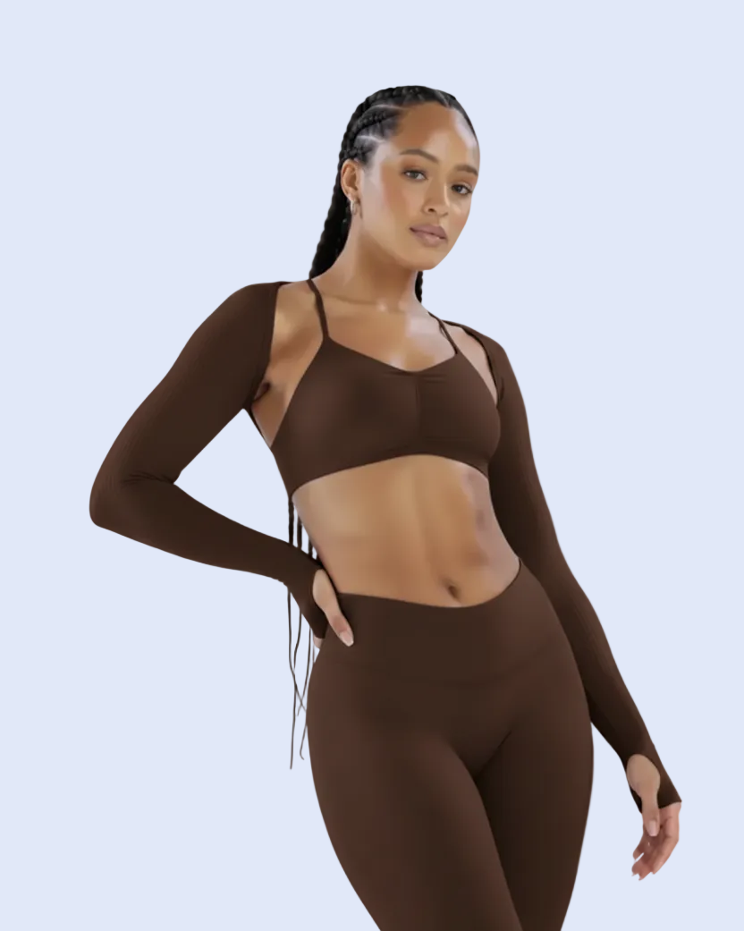 Sculpt Shrug Espresso - Front Lean