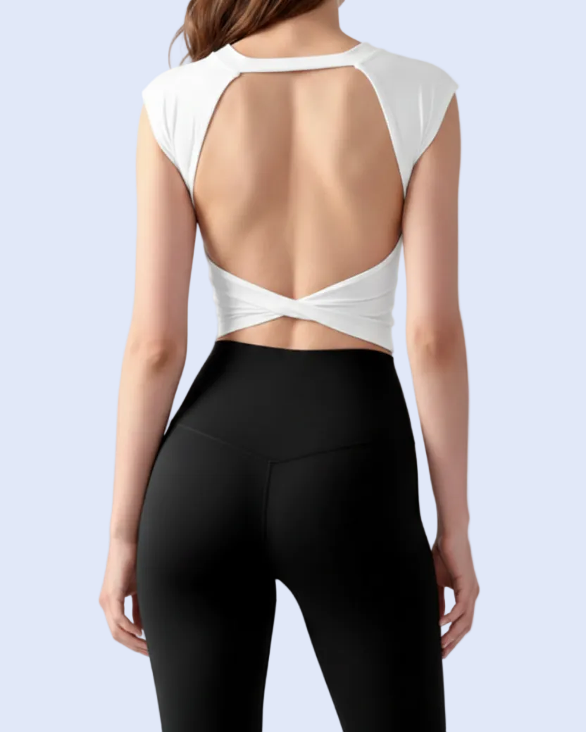 White Cap Sleeve Top - Back View