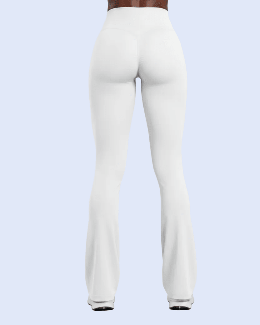 White Flare Leggings - Rear
