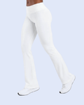 White Flare Leggings - Side Angle Crop