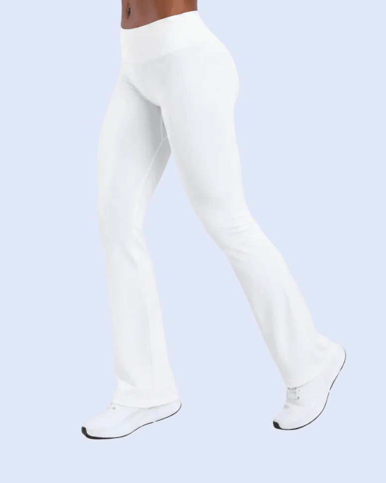 White Flare Leggings - Side Angle Crop