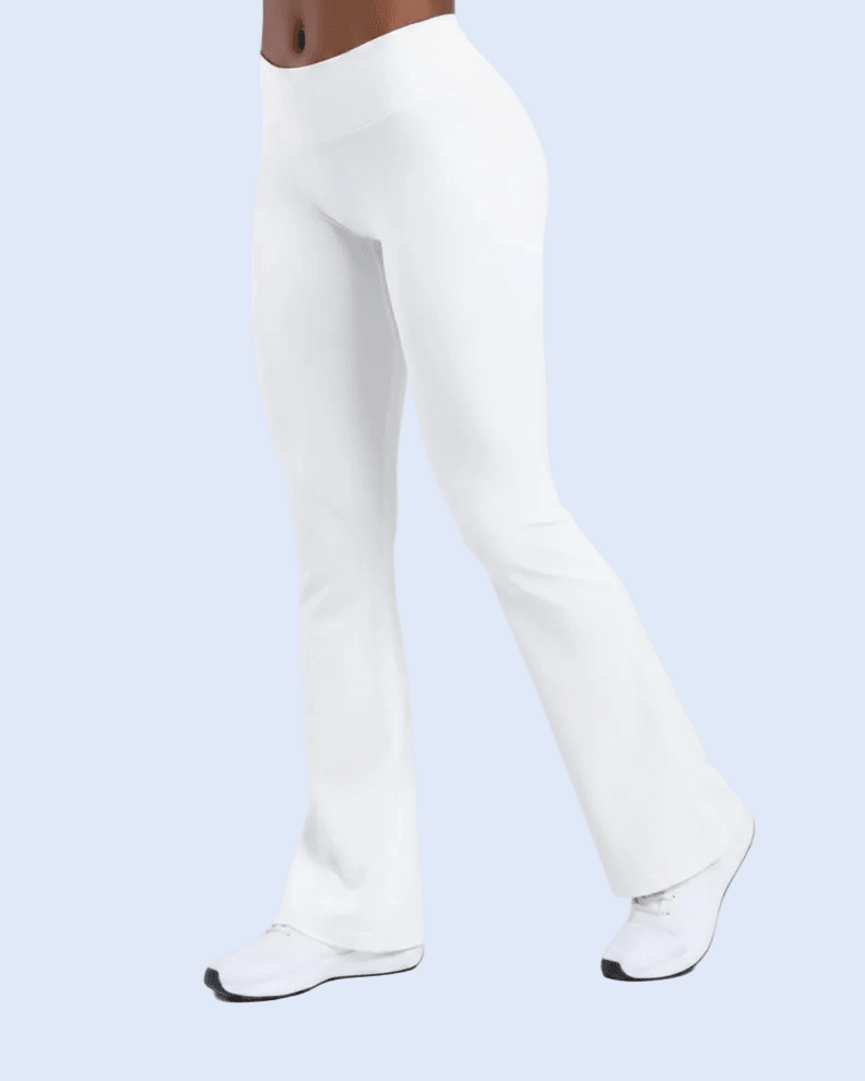 White Flare Leggings - Side Walk